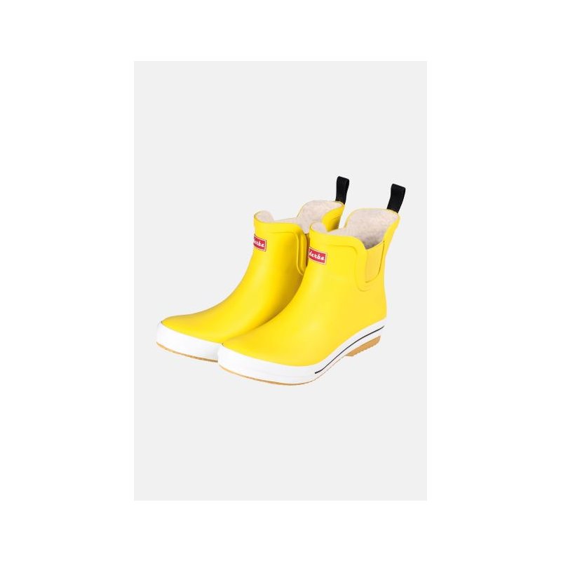 Derbe Damen-Gummistiefel Wattpuuschen Pelz Freesia Gelb