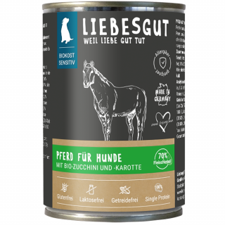 Liebesgut Hundenassfutter Pferd mit Bio-Zucchini und Bio-Karotte