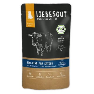 Liebesgut Katzennassfutter Bio Rind mit Karotte und Amaranth