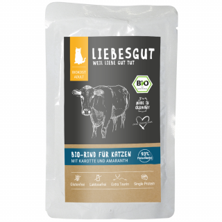 Liebesgut Katzennassfutter Bio Rind mit Karotte und Amaranth