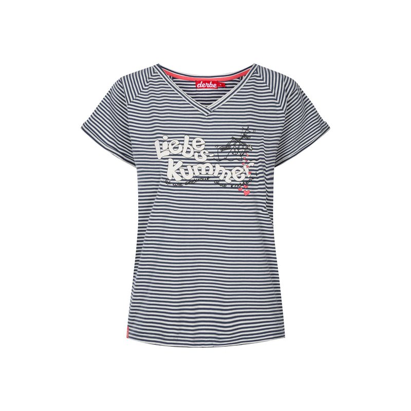 Derbe Damen T-Shirt Liebeskummer_striped Dunkelblau