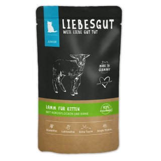 Liebesgut Katzennassfutter Junior Bio Lamm mit Kokos und Birne