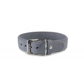 Das Lederband Hundehalsband Boston Grau