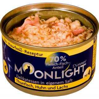 Moonlight Katzennassfutter Nr. 4 Thunfisch - Huhn - Lachs 80g