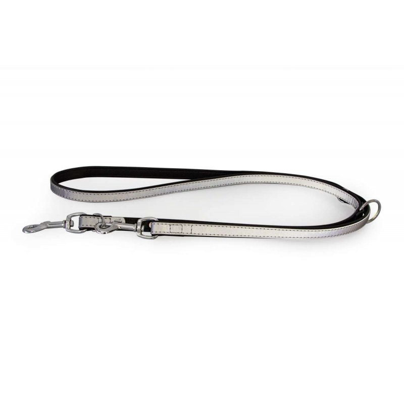Das Lederband Hundefhrleine Oslo Silber reflective B 22 mm / L 200 cm