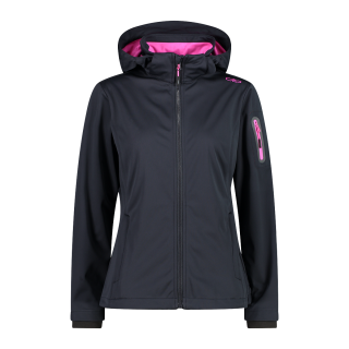 CMP Damen Jacke aus Light Softshell mit abnehmbarer Kapuze Schwarz