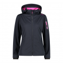 CMP Damen Jacke aus Light Softshell mit abnehmbarer Kapuze Schwarz