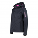 CMP Damen Jacke aus Light Softshell mit abnehmbarer Kapuze Schwarz