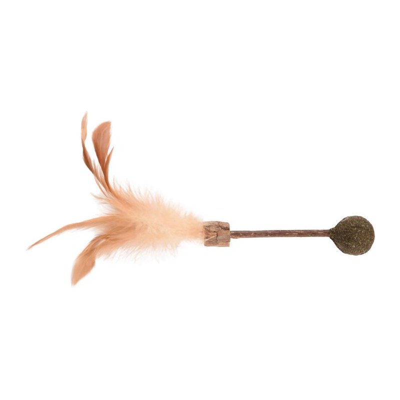 Flamingo Katzenspielzeug Topsy Stick Holz + Kugel Matatabi Natur 25cm