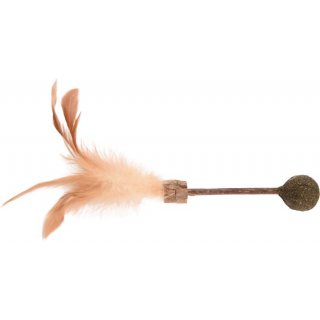 Flamingo Katzenspielzeug Topsy Stick Holz + Kugel Matatabi Natur 25cm