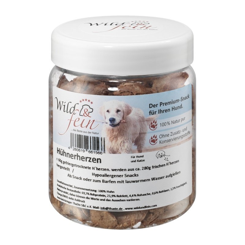 Wild & Fein Hundesnack Hhnerherzen gefriergetrocknet 60g - jetzt onl