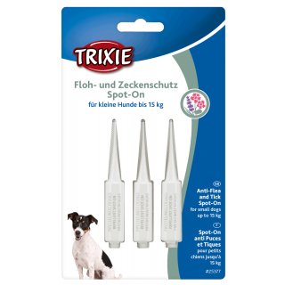 Trixie Floh- und Zeckenschutz Spot-On für Hunde bis 15 kg (ab 2 Monate) 3 × 1,5 ml