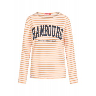 Derbe Damen Langarmshirt Hambourg Striped Off White/Gelborange