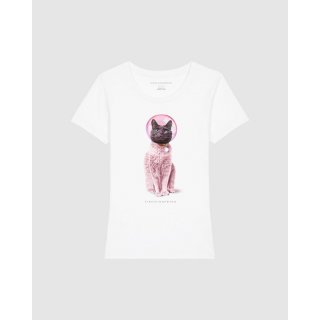 Einstein Newton Astro Cat T-Shirt Rodeo Weiß