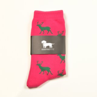 Krawattendackel Damen Socken Pink, Hirsch Grün, Größe 36-40