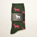 Krawattendackel Unisex Socken Hirsch Gr&uuml;n, Hirsch Pink 41-46