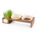 CanadianCat Futterstation mit Schale f&uuml;r Katzengras Wenge, schlichte Schalen