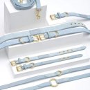 William Walker Leder Hundehalsband Hellblau L (43cm-52cm