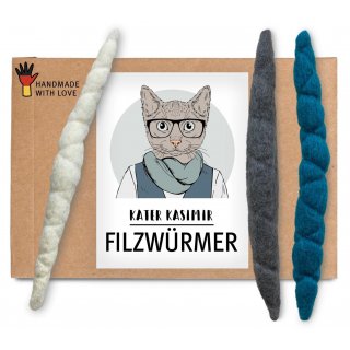 Kater Kasimir Katzenspielzeug Filzwürmchen 3er Set