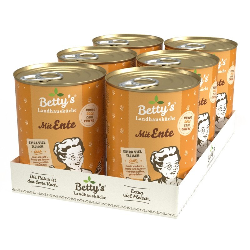 Betty`s Landhausküche Hundefutter mit Ente 6x 400g