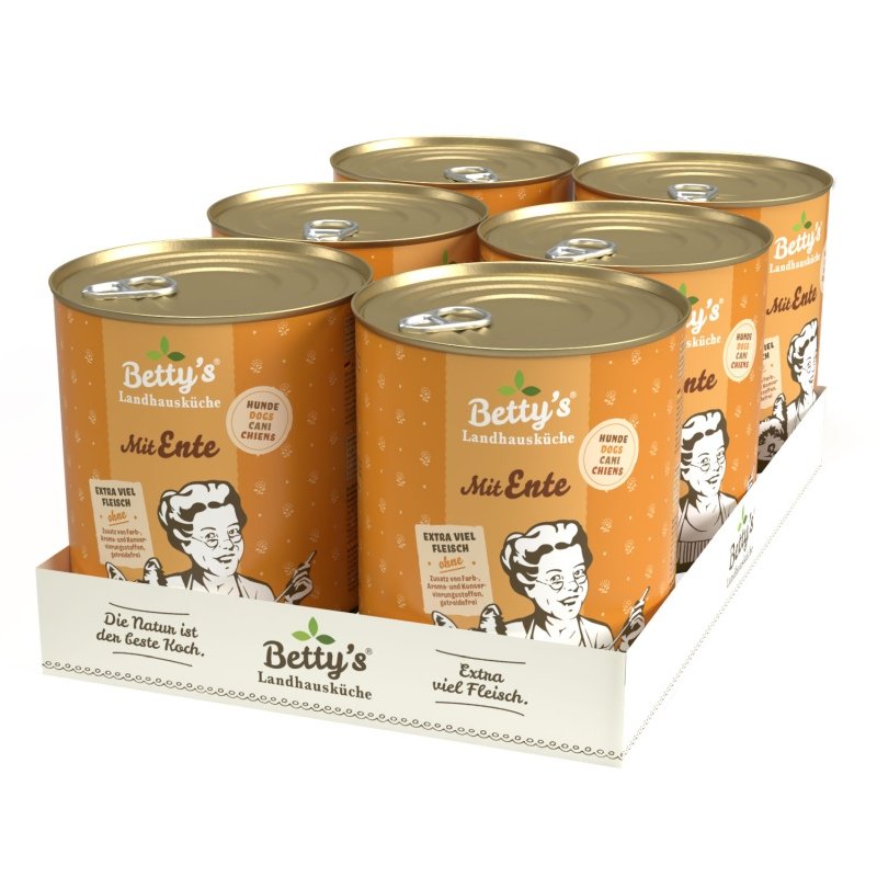 Thumbnail - Betty`s Landhausküche Hundefutter mit Ente 6x 800g