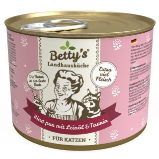Bettys Landhausküche Katzenfutter Rind pur mit Leinöl