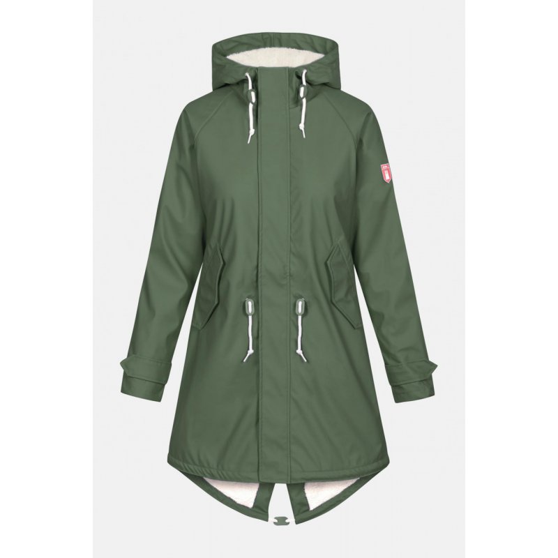 Thumbnail - Derbe Damen Regenmantel Gefüttert Friese Tidaholm Oliv/Off White 44