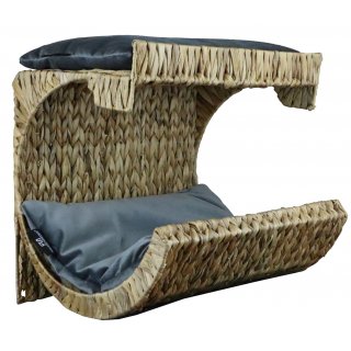 Silvio Design Katzen-Wandmulde WH mit Samtkissen Grau