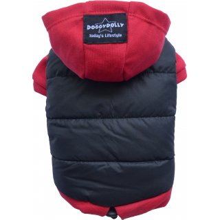 DoggyDolly Hunde PulliParka Schwarz-Rot