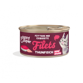 Edgard & Cooper Katzen Nassfutter Filets Frischer Wildfang-Thunfisch und Freilaufhuhn 70g