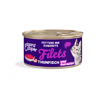 Edgard & Cooper Katzen Nassfutter Filets Frischer Wildfang-Thunfisch und Garnele 70g