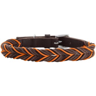 Hunter Hunde Halsband Solid Education Cord Dunkelbraun/Orange - fellb