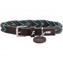 Hunter Hunde Halsband Solid Education Cord Dunkelbraun/T&uuml;rkis