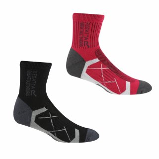 Regatta Damen Socken Aktive Outdoor 2er-Pack Schwarz/Pink