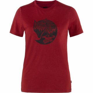Fjällräven Damen T-Shirt Abisko Wool Fox Pomegranate Rot - Navy