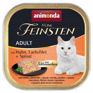 Animonda Katzen Nassfutter Vom Feinsten Adult Schlemmerkern mit Huhn, Lachsfilet + Spinat 100 g