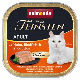 Animonda Katzen Nassfutter Vom Feinsten Adult Schlemmerkern mit Huhn, Rindfleisch + Karotten 100 g