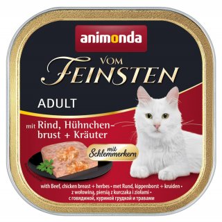 Animonda Katzen Nassfutter Vom Feinsten Adult Schlemmerkern mit Rind, Hühnchenbrust + Kräutern 100 g