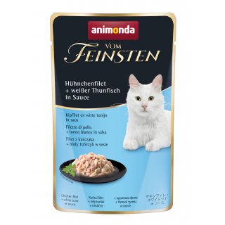 Animonda Katzen Nassfutter Vom Feinsten Adult mit Hühnchenfilet + weißem Thunfisch in Sauce 50 g