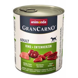 Animonda Hunde Nassfutter GranCarno Adult Rind + Entenherzen 800 g