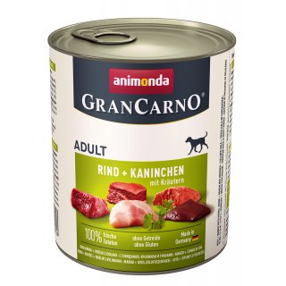 Animonda Hunde Nassfutter GranCarno Adult Rind + Kaninchen mit Kräutern 800 g