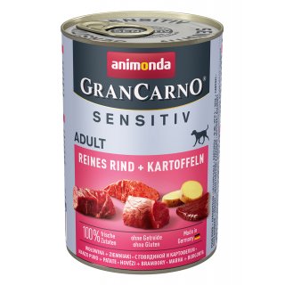 Animonda Hunde Nassfutter GranCarno Sensitiv Adult Reines Rind + Kartoffeln 400 g