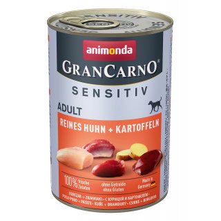 Animonda Hunde Nassfutter GranCarno Sensitiv Adult Reines Huhn + Kartoffeln 400g