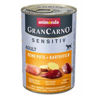 Animonda Hunde Nassfutter GranCarno Sensitiv Adult Reine Pute + Kartoffeln 400 g