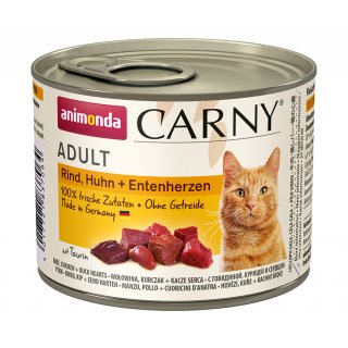 Animonda Katzen Nassfutter Carny Adult Rind, Huhn + Entenherzen 200 g