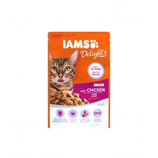 IAMS Delights Katzennassfutter Senior mit Huhn in Sauce 85g