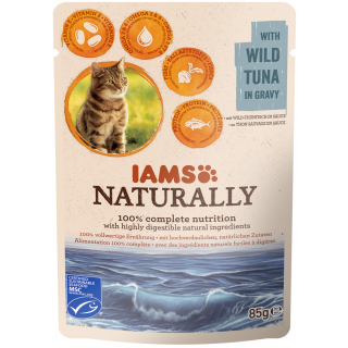 IAMS Naturally Katzennassfutter mit wildem Thunfisch in Sauce 85g