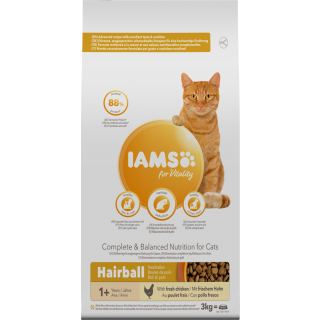 IAMS for Vitality Katzentrockenfutter Anti-Harballen mit frischem Huhn 800g