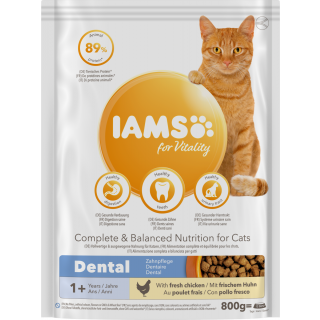 IAMS for Vitality Katzentrockenfutter Dental mit frischem Huhn 800g
