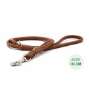 Maul Ledermanufaktur Lederleine Rundgen&auml;ht Cognac/Silber L&auml;nge 3m / St&auml;rke 10mm